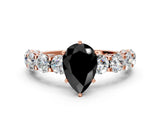 Rose gold Fancy Black Pear Cut Diamond Side Stone Engagement Ring with Four-Prong Setting_36
