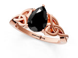 Rose gold Fancy Black Pear Cut Diamond Solitaire Engagement Ring with Celtic Knot Band and Four-Prong Setting_1