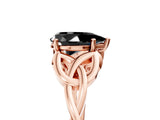 Rose gold Fancy Black Pear Cut Diamond Solitaire Engagement Ring with Celtic Knot Band and Four-Prong Setting_5