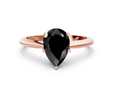 Rose gold Fancy Black Pear Cut Diamond Solitaire Engagement Ring with Classic Band and Four-Prong Setting_12