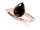 Rose gold Fancy Black Pear Cut Diamond Solitaire Engagement Ring with Classic Band and Four-Prong Setting_25