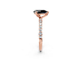 Rose gold Fancy Black Pear Cut Diamond Solitaire Engagement Ring with Pavé Band and Prong Setting_2