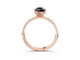 Rose gold Fancy Black Pear Cut Diamond Solitaire Engagement Ring with Pavé Band and Prong Setting_3