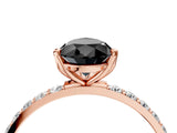 Rose gold Fancy Black Pear Cut Diamond Solitaire Engagement Ring with Pavé Band and Prong Setting_4