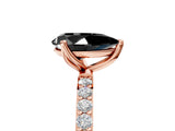 Rose gold Fancy Black Pear Cut Diamond Solitaire Engagement Ring with Pavé Band and Prong Setting_5