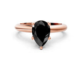 Rose gold Fancy Black Pear Cut Diamond Solitaire Engagement Ring with Round Band and Four-Prong Setting_84