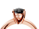 Rose gold Fancy Black Pear Cut Diamond Solitaire Engagement Ring with Round Band and Four-Prong Setting_88