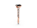 Rose gold Fancy Black Pear Cut Diamond Solitaire Ring with Cathedral Setting and Pavé Band_2
