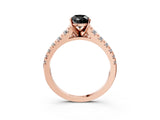 Rose gold Fancy Black Pear Cut Diamond Solitaire Ring with Cathedral Setting and Pavé Band_3