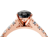 Rose gold Fancy Black Pear Cut Diamond Solitaire Ring with Cathedral Setting and Pavé Band_4