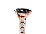 Rose gold Fancy Black Pear Cut Diamond Solitaire Ring with Cathedral Setting and Pavé Band_5