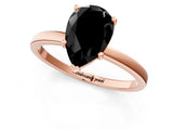 Rose gold Fancy Black Pear Cut Diamond Solitaire Ring with Classic Band and Four-Prong Setting_1