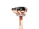 Rose gold Fancy Black Pear Cut Diamond Solitaire Ring with Classic Band and Four-Prong Setting_5