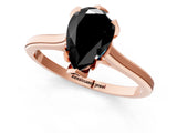 Rose gold Fancy Black Pear Cut Diamond Solitaire Ring with Flower Prong Setting and Classic Band_37