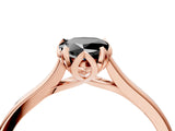 Rose gold Fancy Black Pear Cut Diamond Solitaire Ring with Flower Prong Setting and Classic Band_40