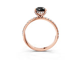 Rose gold Fancy Black Pear Cut Diamond Solitaire Ring with Four-Prong Setting and Pavé Band_6
