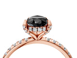 Rose gold Fancy Black Pear Cut Diamond Solitaire Ring with Four-Prong Setting and Pavé Band_7