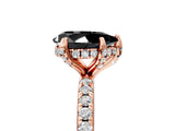 Rose gold Fancy Black Pear Cut Diamond Solitaire Ring with Four-Prong Setting and Pavé Band_8