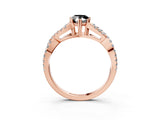 Rose gold Fancy Black Pear Cut Diamond Solitaire Ring with Four-Prong Setting and Twisted Pavé Band_3