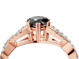 Rose gold Fancy Black Pear Cut Diamond Solitaire Ring with Four-Prong Setting and Twisted Pavé Band_4