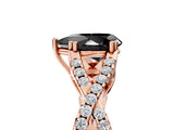 Rose gold Fancy Black Pear Cut Diamond Solitaire Ring with Four-Prong Setting and Twisted Pavé Band_5