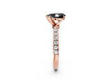 Rose gold Fancy Black Pear Cut Diamond Solitaire Ring with Pavé Accents and Four-Prong Setting_2