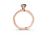 Rose gold Fancy Black Pear Cut Diamond Solitaire Ring with Pavé Accents and Four-Prong Setting_3