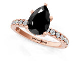 Rose gold Fancy Black Pear Cut Diamond Solitaire Ring with Pavé Band and Four-Prong Setting_13