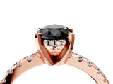 Rose gold Fancy Black Pear Cut Diamond Solitaire Ring with Pavé Band and Four-Prong Setting_16