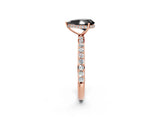 Rose gold Fancy Black Pear Cut Diamond Solitaire Ring with Pavé Band and Hidden Halo_14