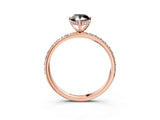 Rose gold Fancy Black Pear Cut Diamond Solitaire Ring with Pavé Band and Hidden Halo_15
