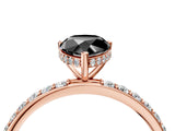 Rose gold Fancy Black Pear Cut Diamond Solitaire Ring with Pavé Band and Hidden Halo_16