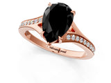 Rose gold Fancy Black Pear Cut Diamond Solitaire Ring with Pavé Band and Prong Setting_13