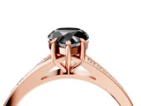 Rose gold Fancy Black Pear Cut Diamond Solitaire Ring with Pavé Band and Prong Setting_16