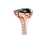 Rose gold Fancy Black Pear Cut Diamond Solitaire Ring with Pavé Band and Prong Setting_17