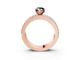 Rose gold Fancy Black Pear Cut Diamond Solitaire Ring with Pavé and Channel Set Band_3