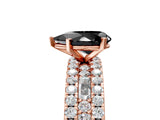 Rose gold Fancy Black Pear Cut Diamond Solitaire Ring with Pavé and Channel Set Band_5