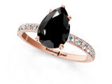 Rose gold Fancy Black Pear Cut Diamond Solitaire Ring with Pave Band and Four Prong Setting_13