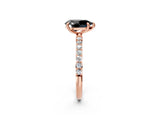 Rose gold Fancy Black Pear Cut Diamond Solitaire Ring with Pave Band and Four Prong Setting_14