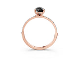 Rose gold Fancy Black Pear Cut Diamond Solitaire Ring with Pave Band and Four Prong Setting_15
