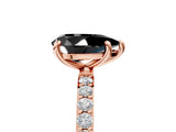 Rose gold Fancy Black Pear Cut Diamond Solitaire Ring with Pave Band and Four Prong Setting_17