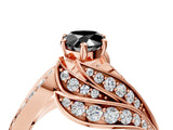 Rose gold Fancy Black Pear Cut Diamond Solitaire Ring with Prong Setting and Twisted Pavé Band_4