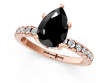 Rose gold Fancy Black Pear Cut Diamond Solitaire Ring with Round  Pavé Band and Four-Prong Setting_37