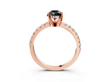 Rose gold Fancy Black Pear Cut Diamond Solitaire Ring with Round  Pavé Band and Four-Prong Setting_39