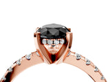 Rose gold Fancy Black Pear Cut Diamond Solitaire Ring with Round  Pavé Band and Four-Prong Setting_40