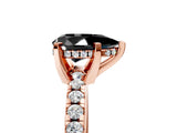 Rose gold Fancy Black Pear Cut Diamond Solitaire Ring with Round  Pavé Band and Four-Prong Setting_41