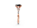 Rose gold Fancy Black Pear Cut Diamond Solitaire Ring with Side Stones and Four-Prong Setting_14