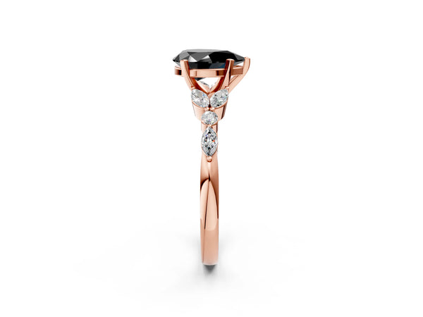 Rose Gold Pear-Shaped Engagement Ring Setting for Black Center