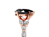 Rose gold Fancy Black Pear Cut Diamond Solitaire Ring with Side Stones and Four-Prong Setting_17