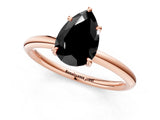 Rose gold Fancy Black Pear Cut Diamond Solitaire Ring with Thin Band and Four-Prong Setting_1